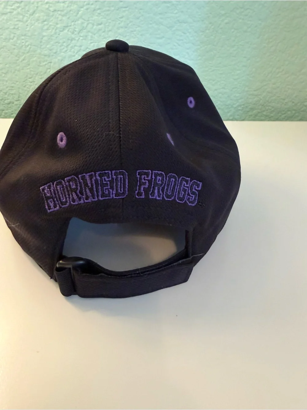 TCU Top of the World Black Cap with Purple Eyelets and White TCU logo
